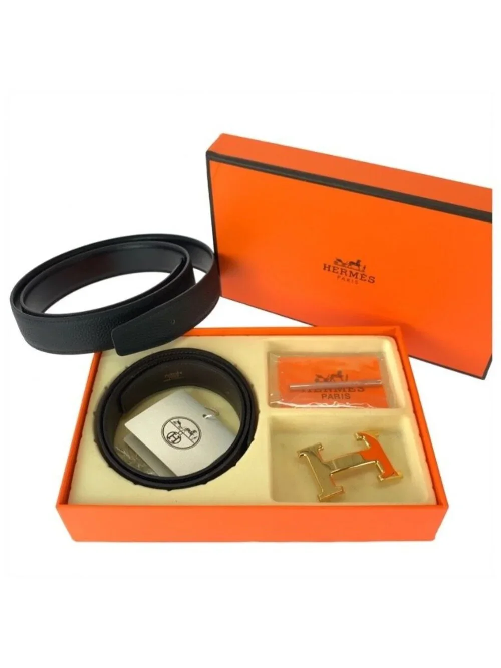 Hermes Constance H Buckle Reversible 65 Noir Black Brown Belt